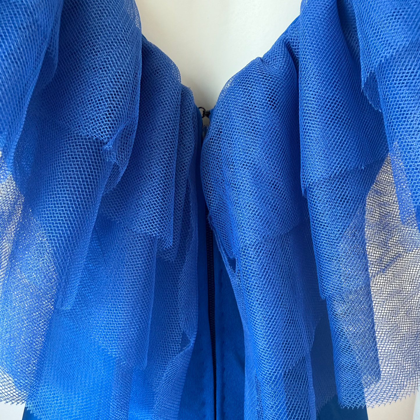 Loris Azzaro Blue Tulle Ruffle Dress