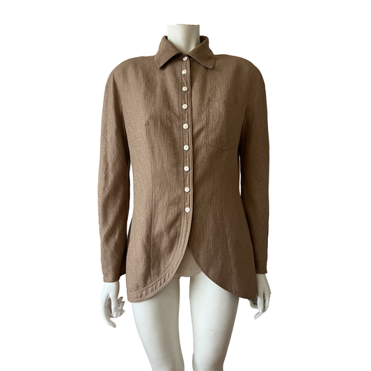 Christian Dior by John Galliano SS 2000 Brown Oblique Viscose Shirt Jacket