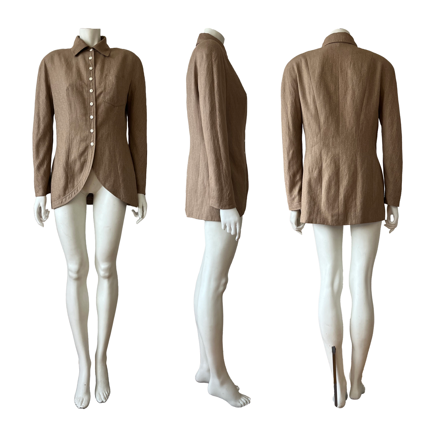 Christian Dior by John Galliano SS 2000 Brown Oblique Viscose Shirt Jacket