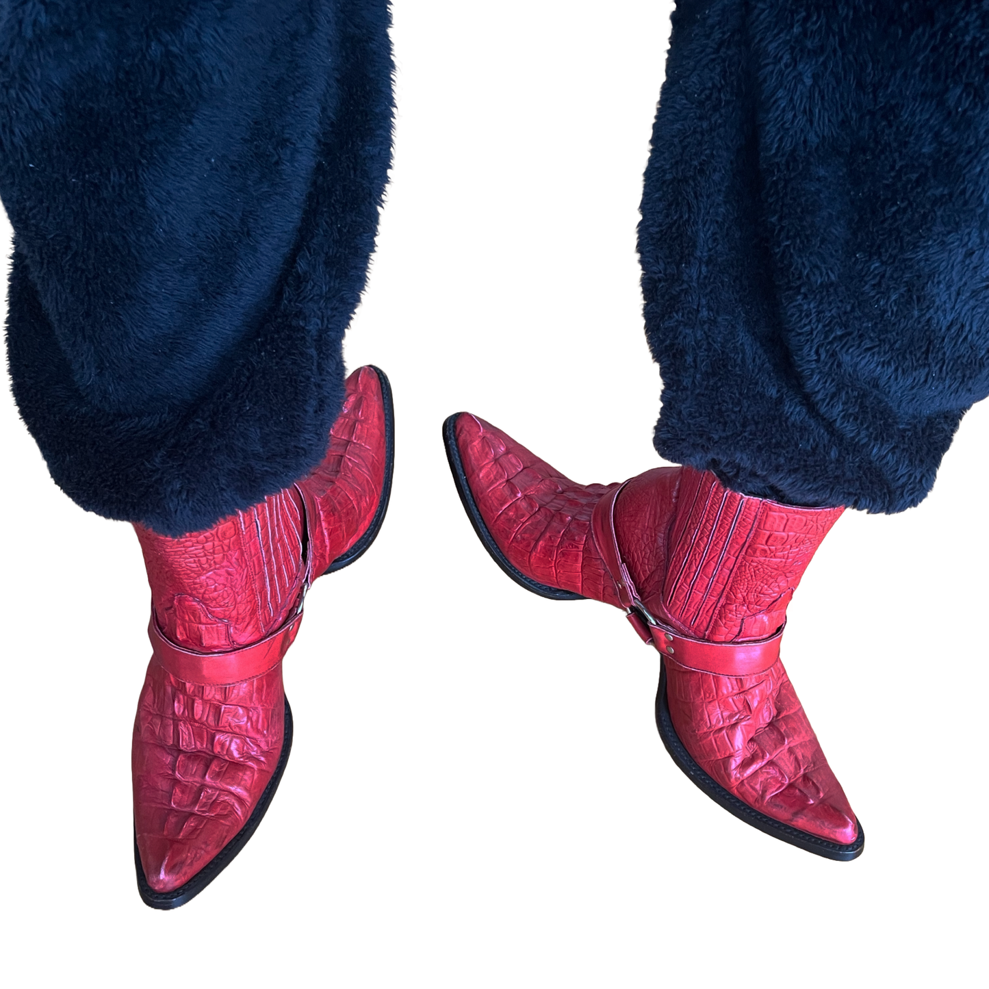 Hood By Air by Shayne Oliver SS 2017 Double Faced Red Croc effect Cowboy Boots