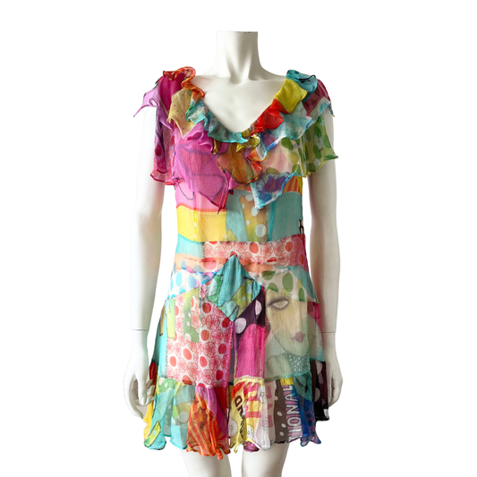 John Galliano 2000S Rainbow Layered Silk Dress