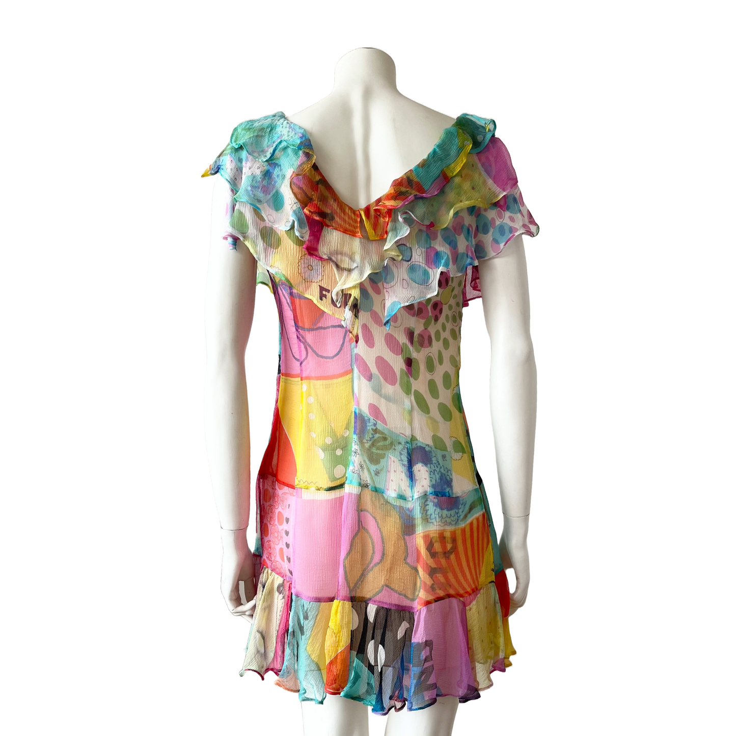 John Galliano 2000S Rainbow Layered Silk Dress