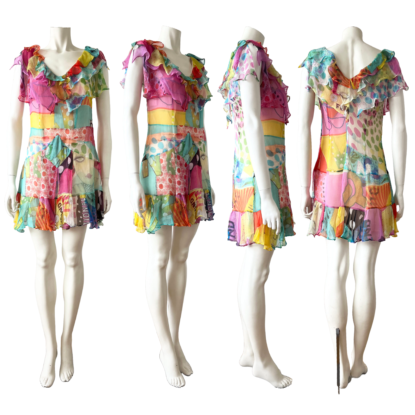 John Galliano 2000S Rainbow Layered Silk Dress