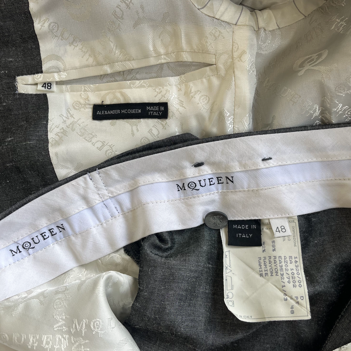 Alexander McQueen SS 1999 “No.13” Grey Embroidered Suit
