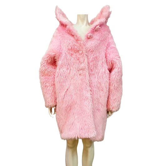 Balenciaga by Demna Gvasalia PRE-FALL 2019 Pink Faux Fur Swing Coat