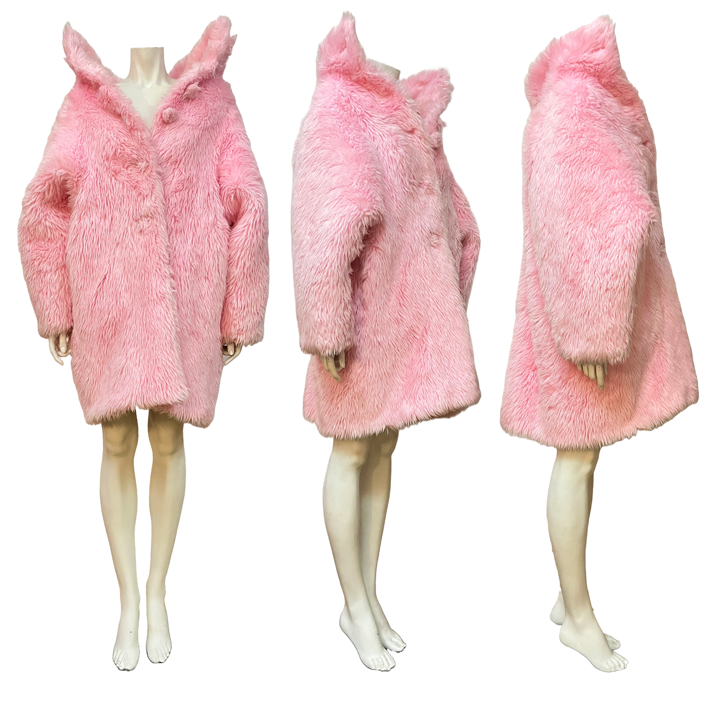 Balenciaga by Demna Gvasalia PRE-FALL 2019 Pink Faux Fur Swing Coat