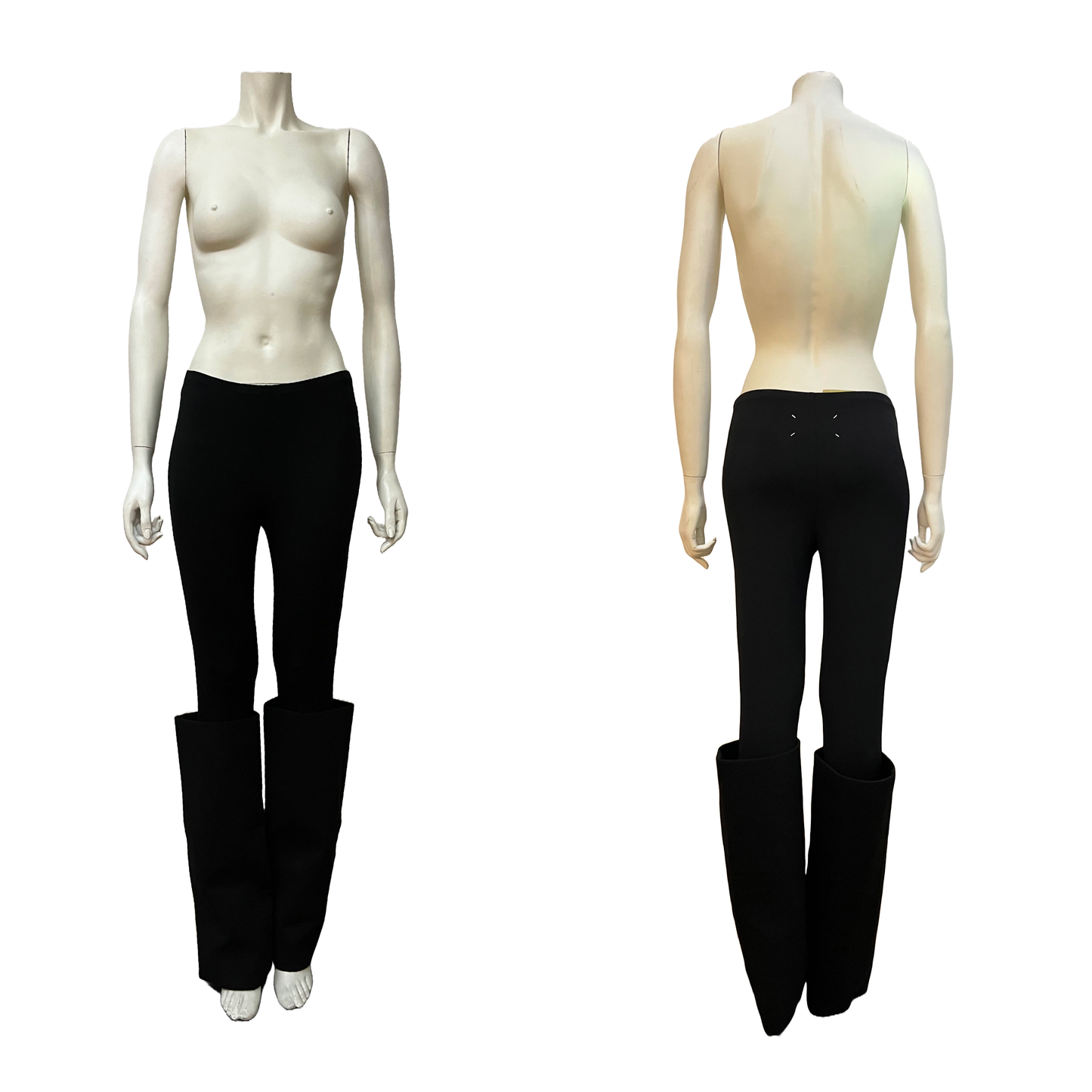 Maison Martin Margiela SS 2010 Black Wide Stiff Cuff Hem Pull on Leggings Pants