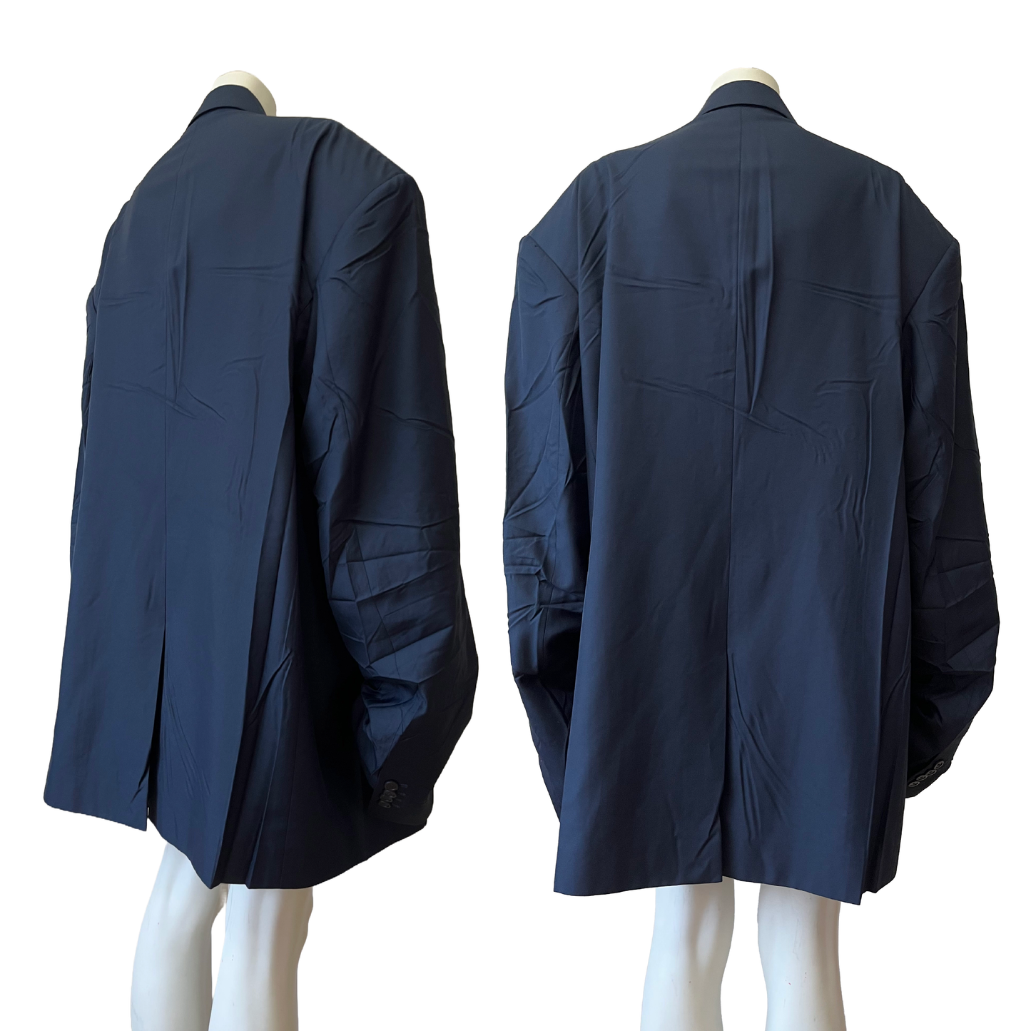 Balenciaga by Demna Gvasalia AW 2021 Afterworld Navy Wrinkled Oversized Blazer