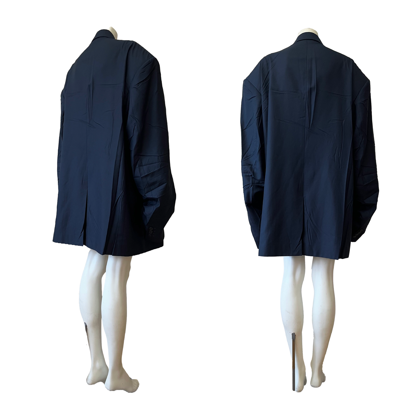 Balenciaga by Demna Gvasalia AW 2021 Afterworld Navy Wrinkled Oversized Blazer