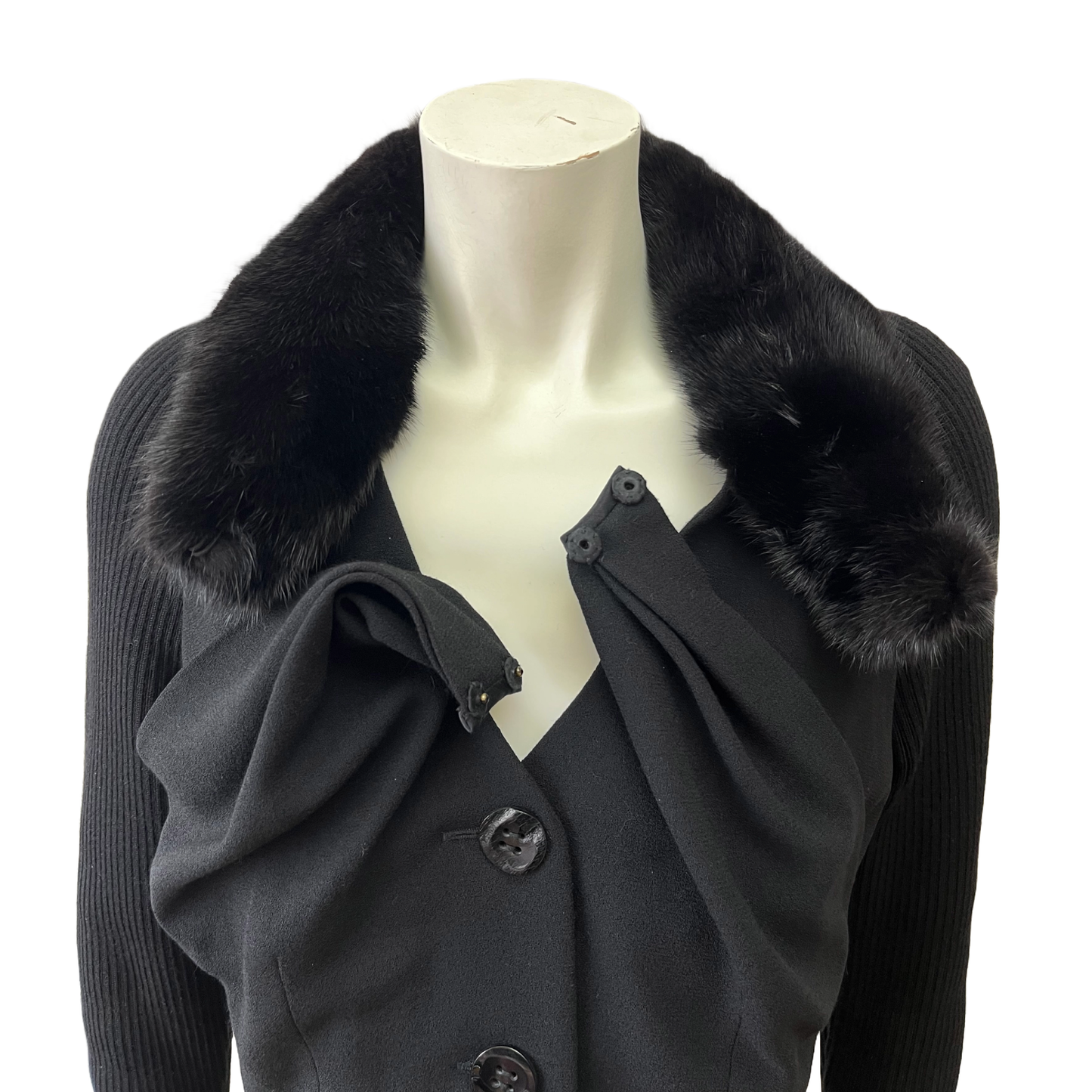 Christian Dior by John Galliano AW 1999 black fur collar jacket