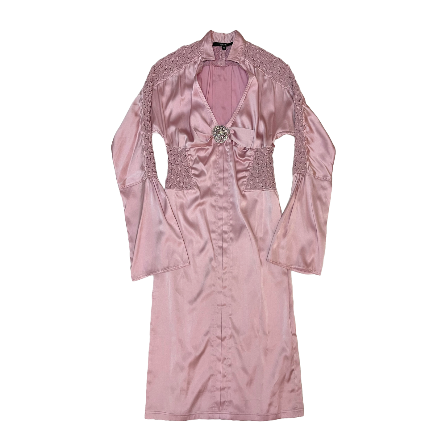 Gucci by Tom Ford SS 2004 Pink Ruched Silk Dress