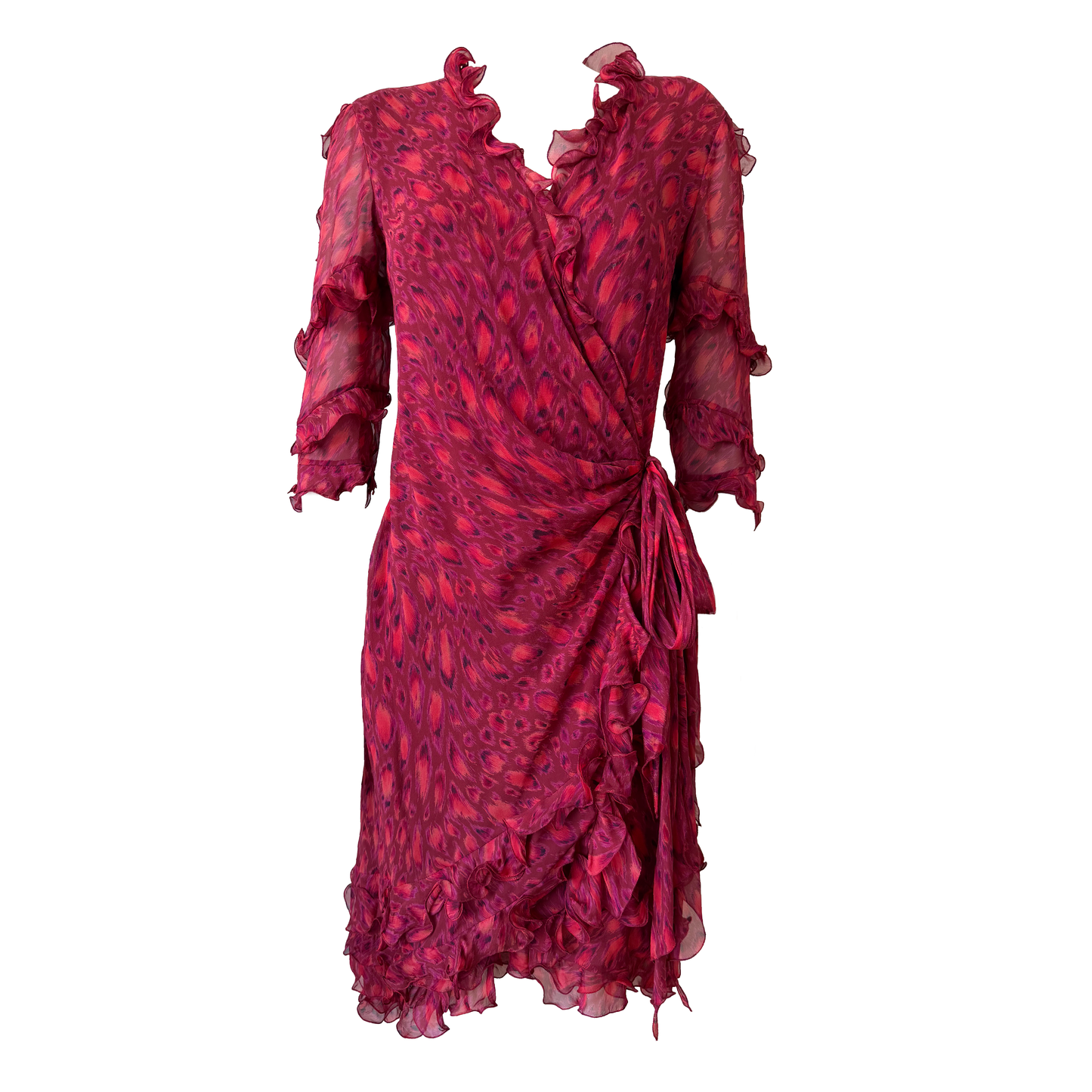 Emanuel Ungaro Silk Ruffle Wrap Dress