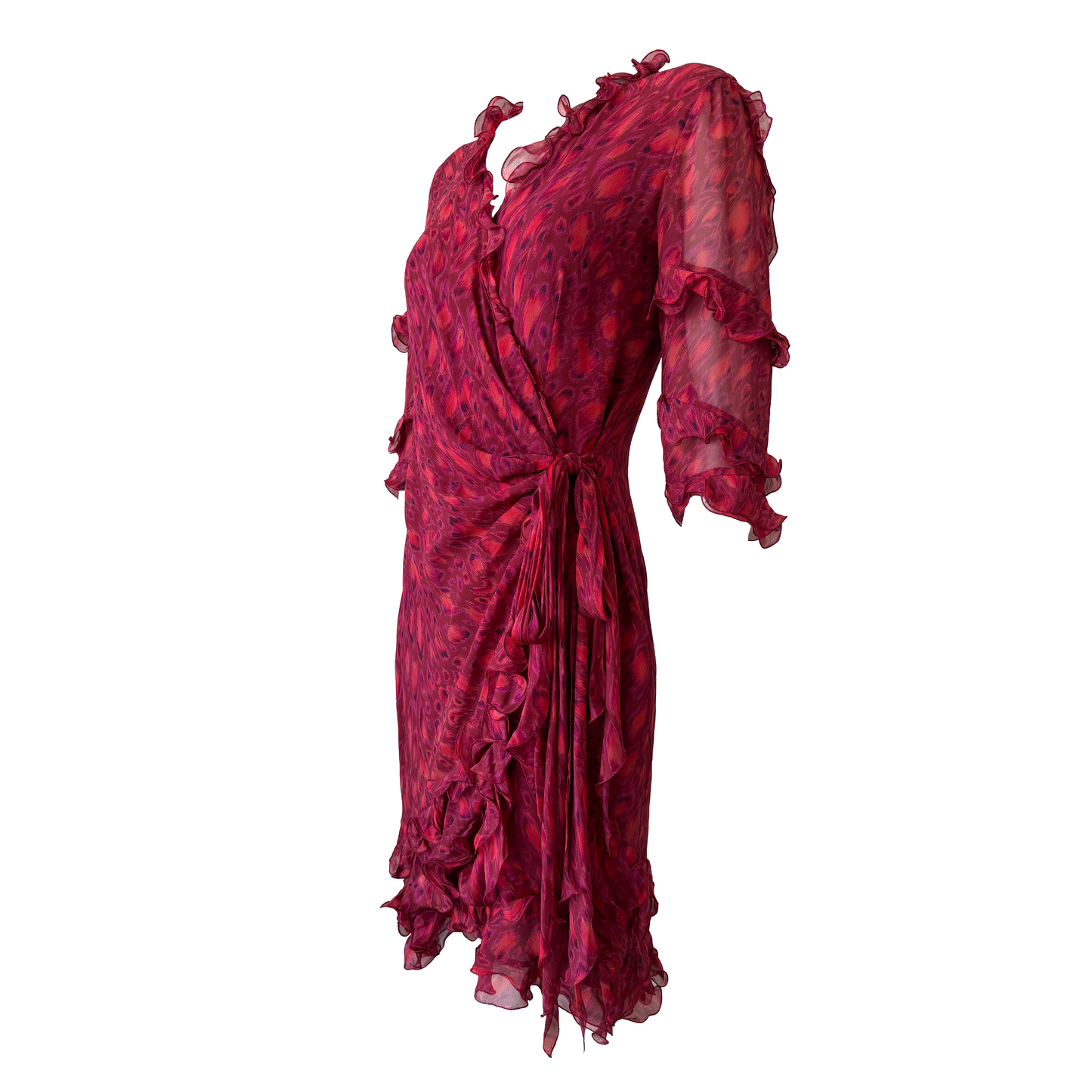Emanuel Ungaro Silk Ruffle Wrap Dress