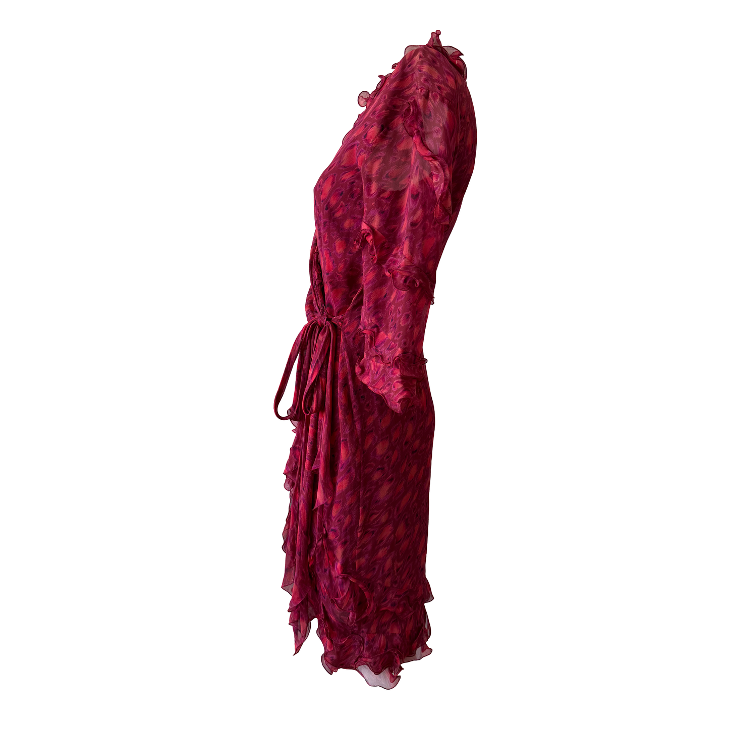 Emanuel Ungaro Silk Ruffle Wrap Dress