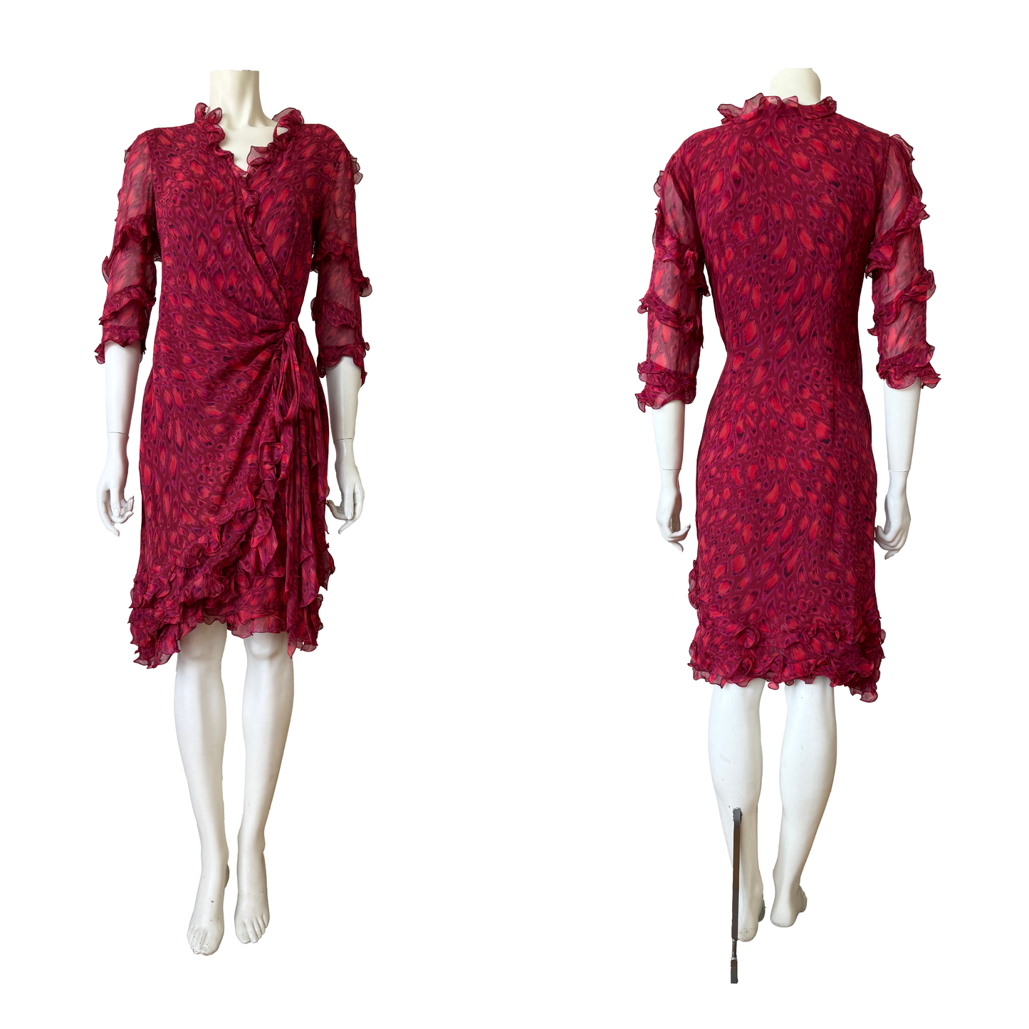 Emanuel Ungaro Silk Ruffle Wrap Dress