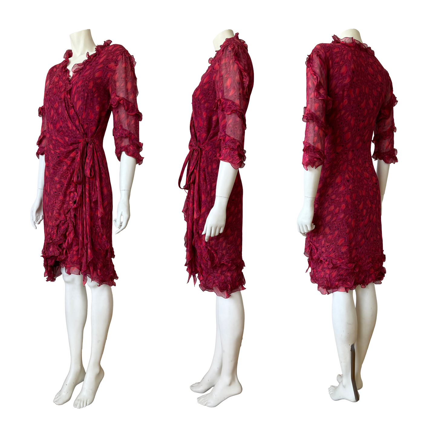 Emanuel Ungaro Silk Ruffle Wrap Dress