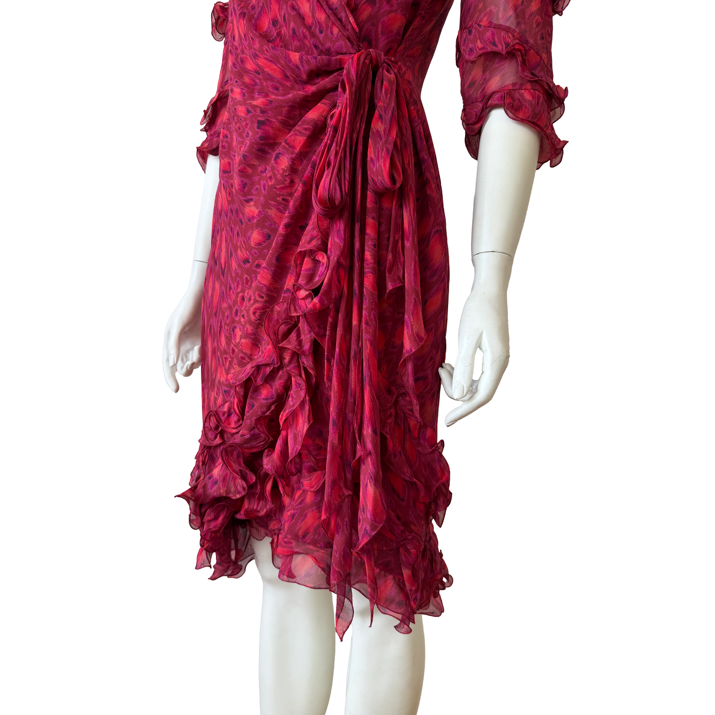 Emanuel Ungaro Silk Ruffle Wrap Dress