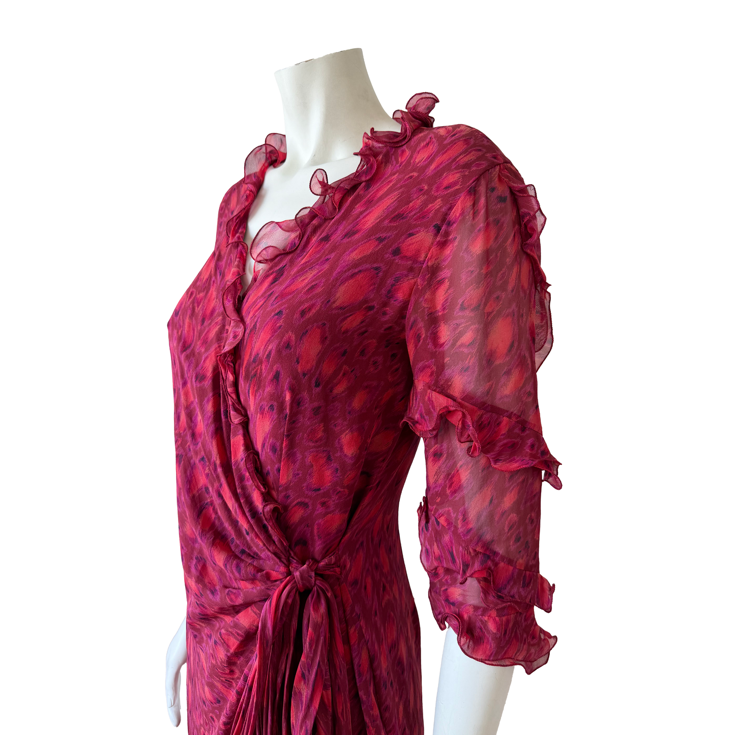 Emanuel Ungaro Silk Ruffle Wrap Dress
