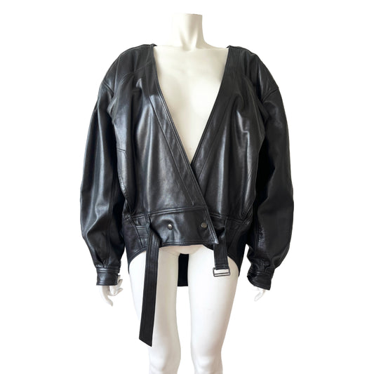 Claude Montana for Idéal Cuir 80s Black Leather Jacket