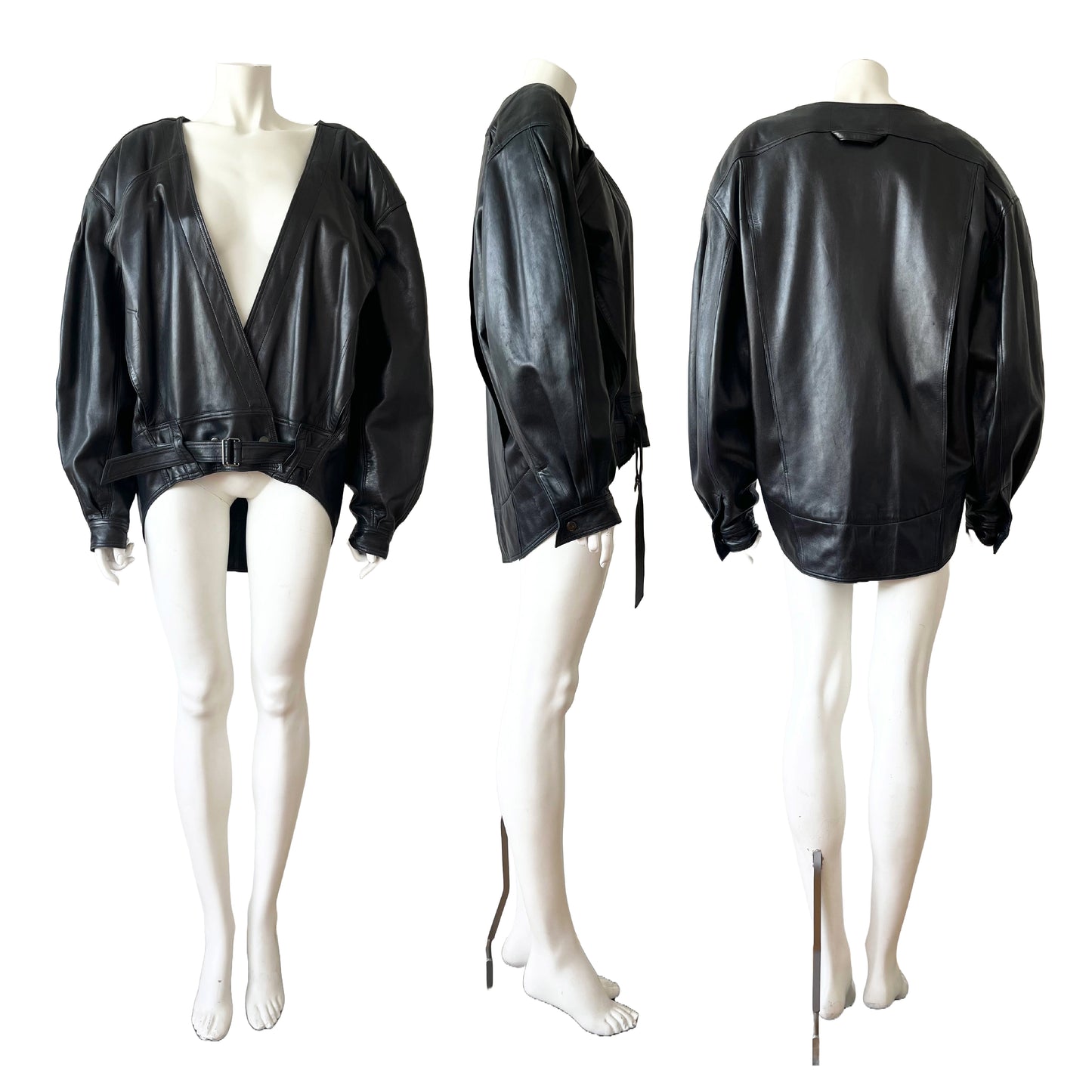 Claude Montana for Idéal Cuir 80s Black Leather Jacket