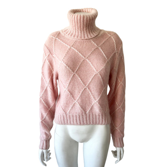 Gianni Versace AW 1994 Pink Metallic Knit Turtleneck Sweater