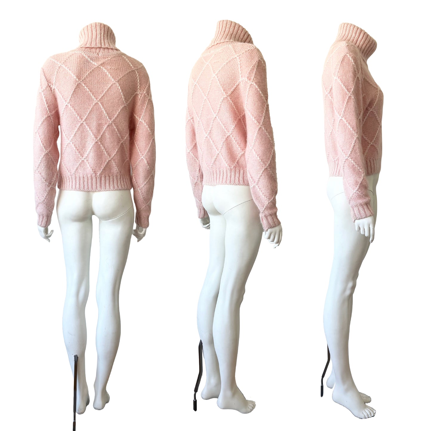 Gianni Versace AW 1994 Pink Metallic Knit Turtleneck Sweater