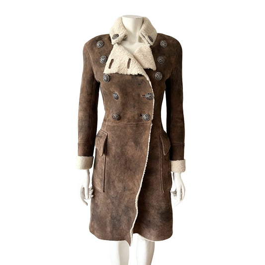 Balmain by Christophe Decarnin Brown Shearing Coat