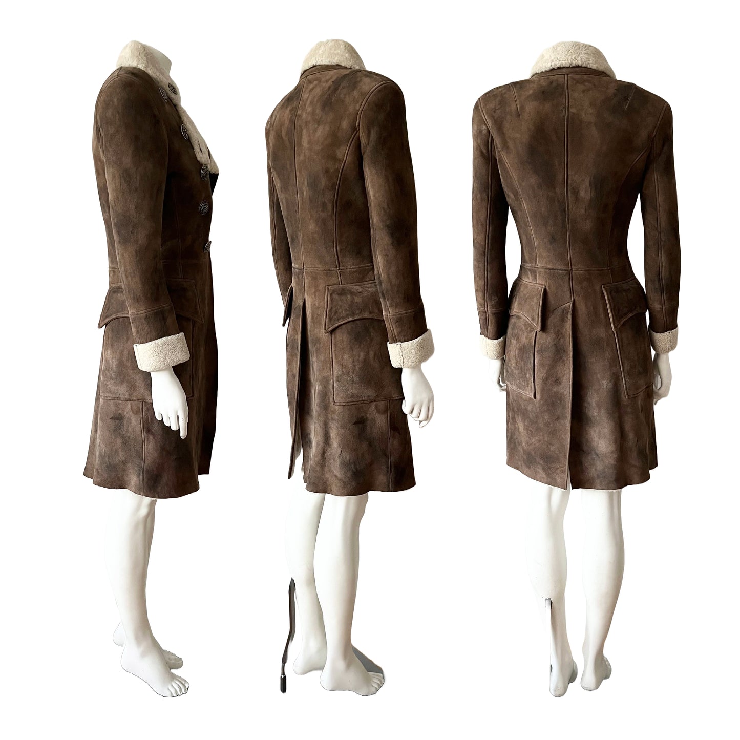 Balmain by Christophe Decarnin Brown Shearing Coat