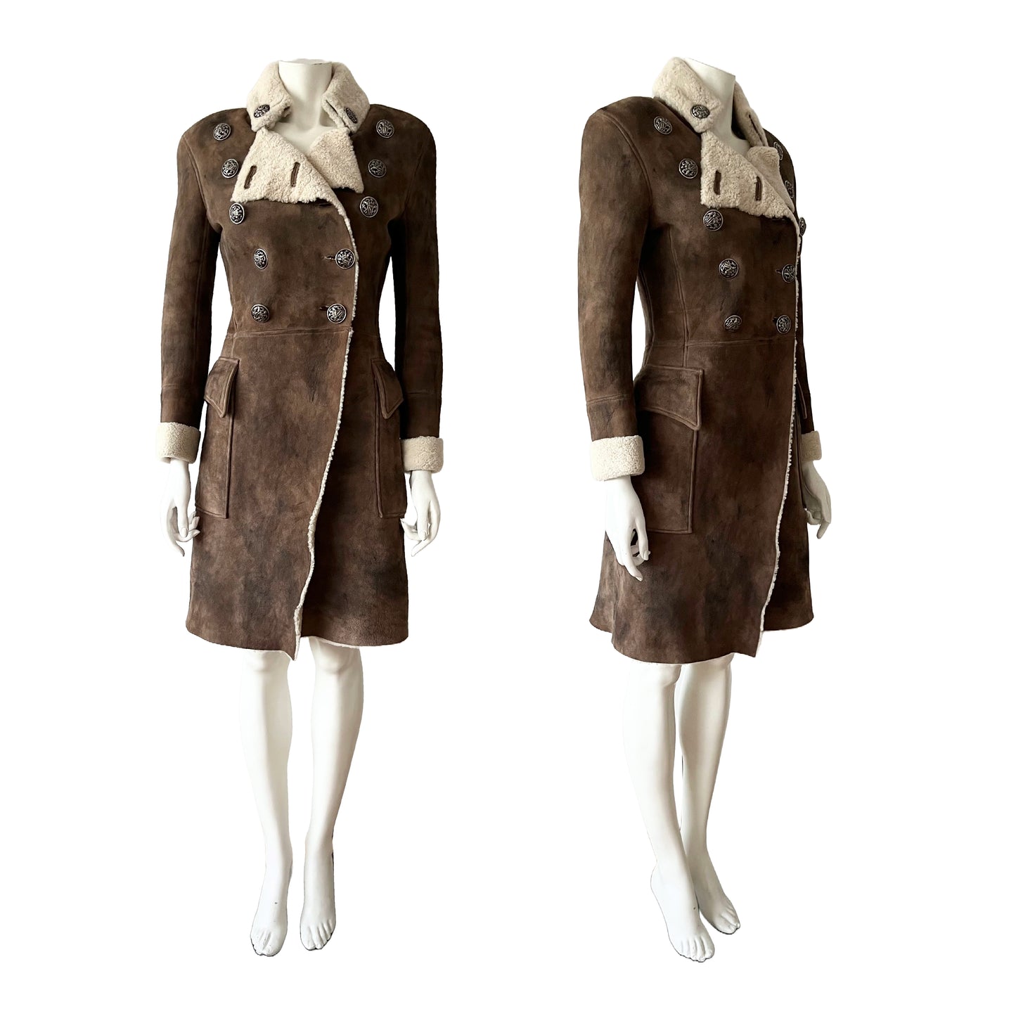 Balmain by Christophe Decarnin Brown Shearing Coat