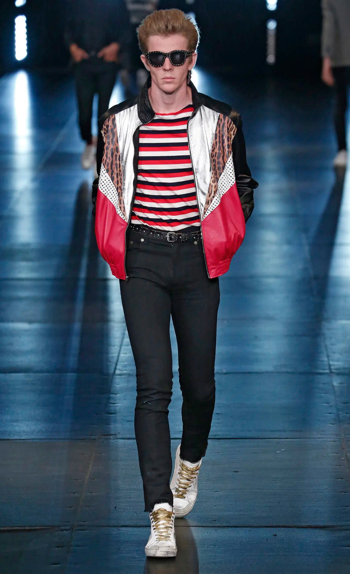 Saint Laurent by Hedi Slimane SS 2016 Contrast Panel Leather Jacket