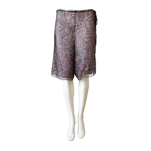 Fendi by Karl Lagerfeld early 2000s brown embellished fishnet shorts