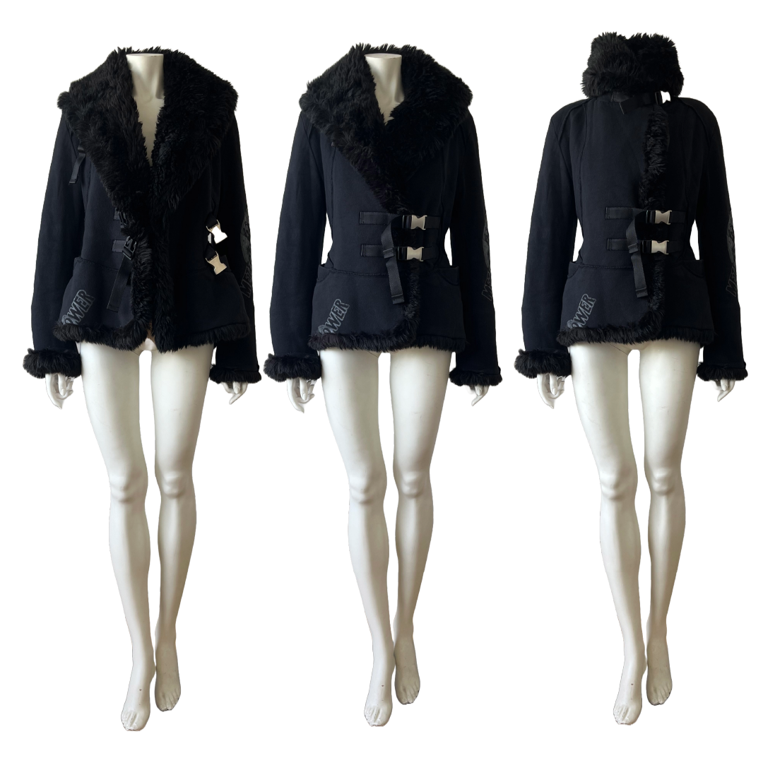 Issey Miyake AW 2004 Faux Fur Collar Black Jacket