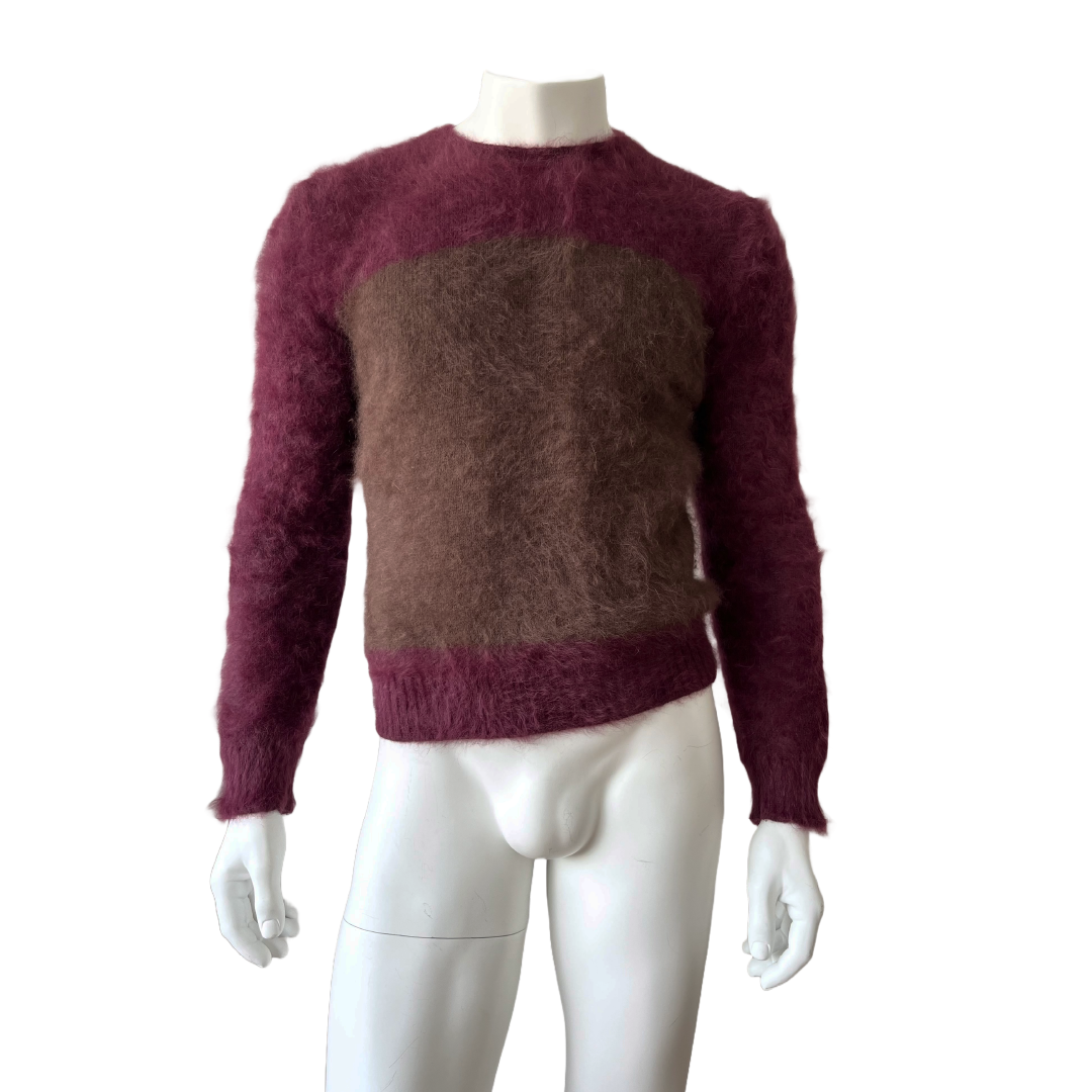 GUCCI - Burgundy & Brown Angora Sweater