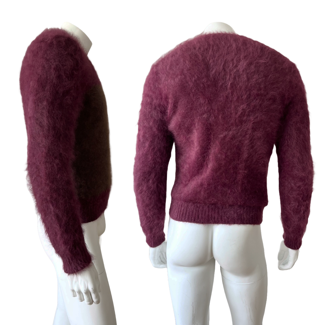 GUCCI - Burgundy & Brown Angora Sweater