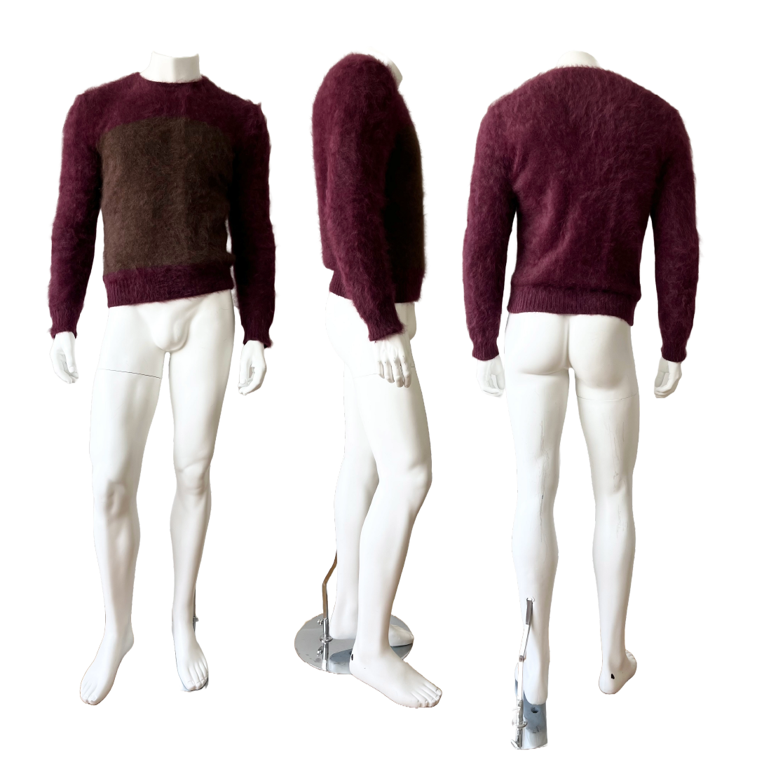 GUCCI - Burgundy & Brown Angora Sweater