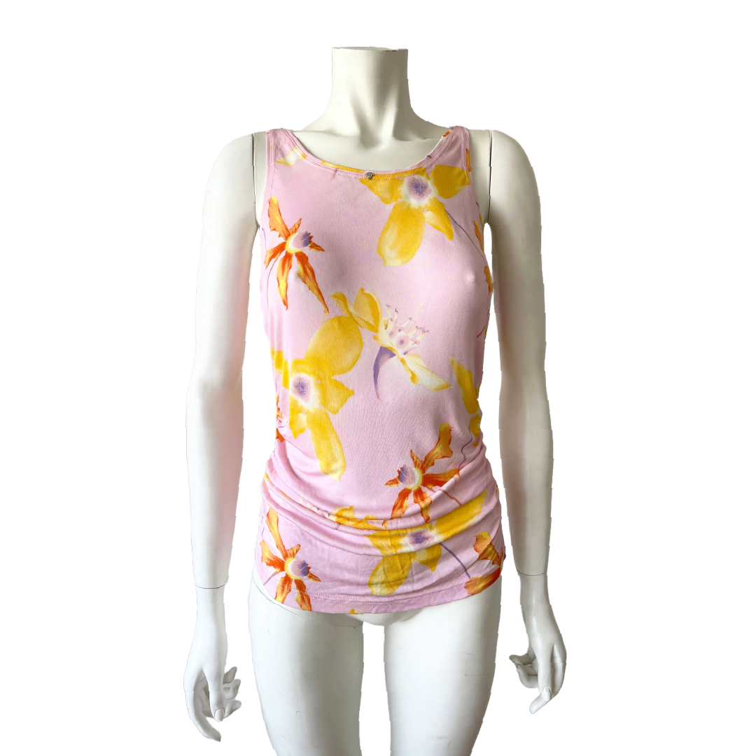 Gianni Versace SS 1999 Pink Floral Viscose Top