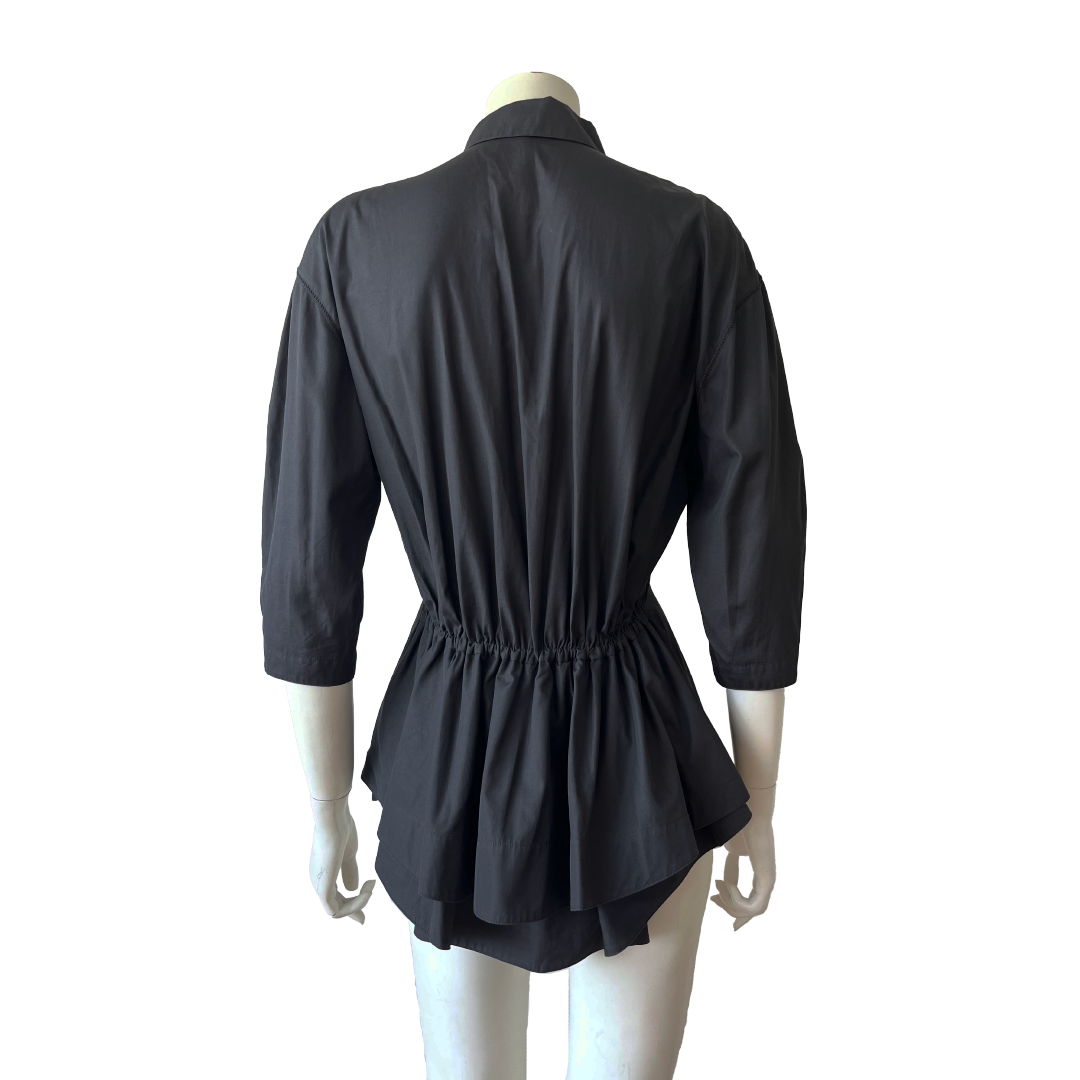 Claude Montana 80s Black Pleated Blouse