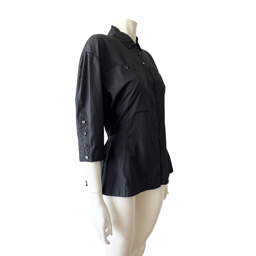 Claude Montana 80s Black Pleated Blouse