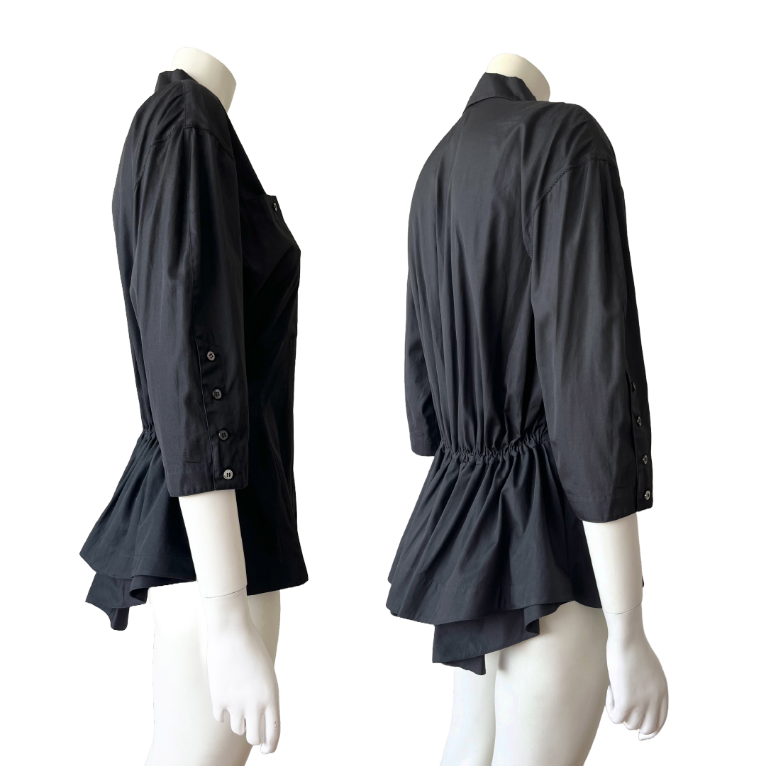 Claude Montana 80s Black Pleated Blouse