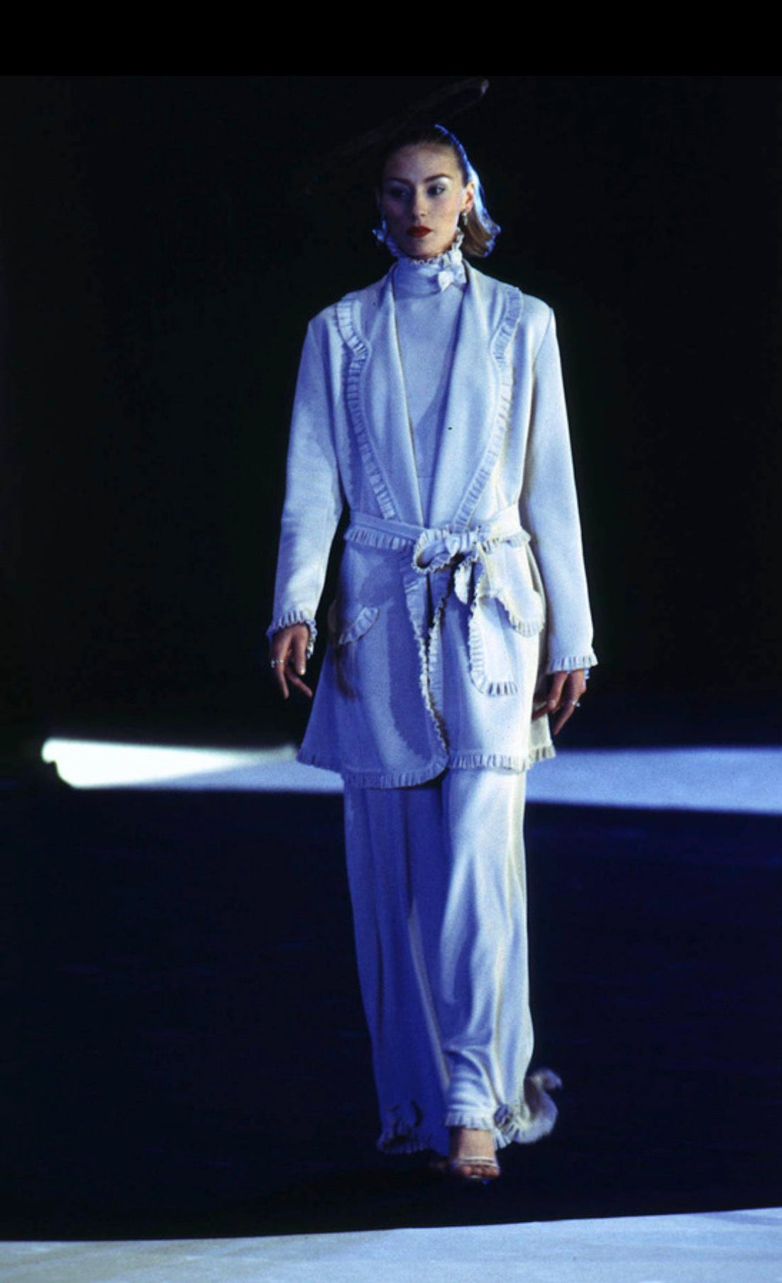 Givenchy by John Galliano AW 1996 Belted Ruffled Cardi-Coat