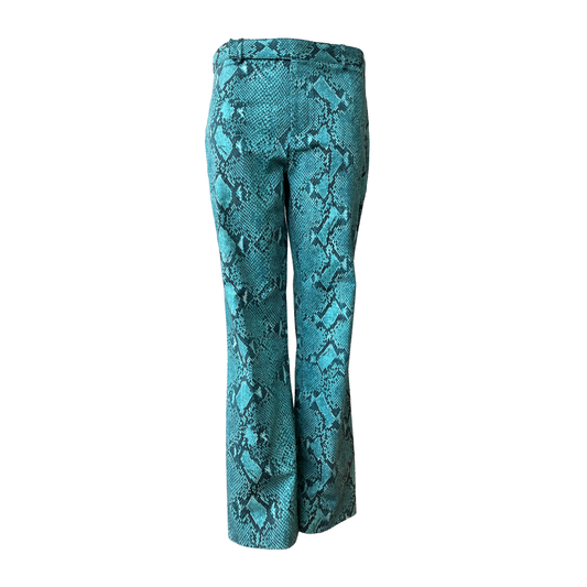 Gucci SS 2000 Turquoise Python Printed Flared Trousers by Tom Ford