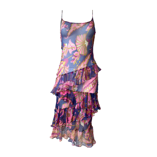 Dolce & Gabbana SS 2004 Silk Chiffon Ruffled Dress