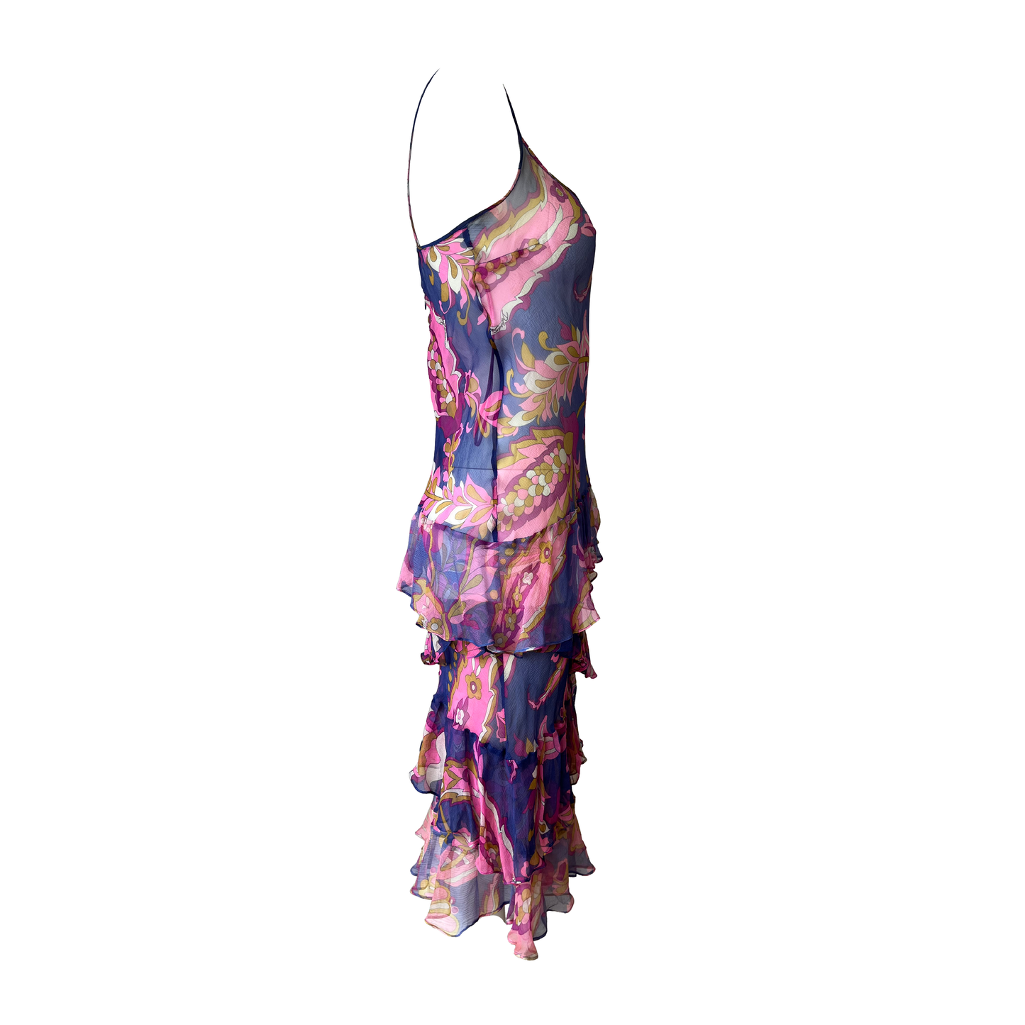 Dolce & Gabbana SS 2004 Silk Chiffon Ruffled Dress