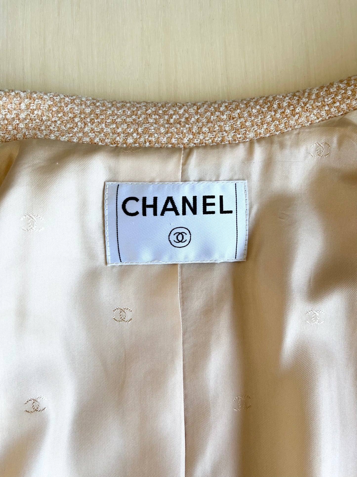 CHANEL C2001 by Karl Lagerfeld Apricot Tweed Jacket