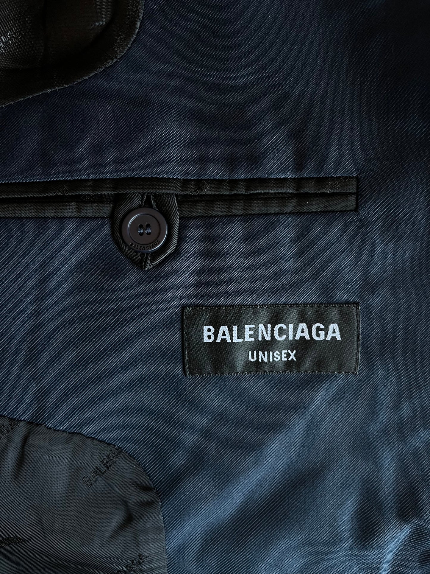 Balenciaga by Demna Gvasalia AW 2021 Afterworld Navy Wrinkled Oversized Blazer