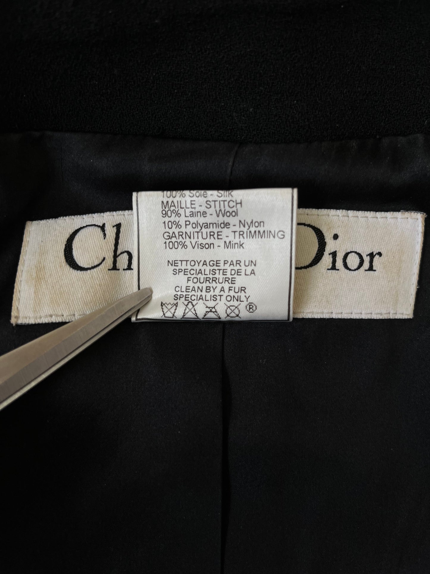 Christian Dior by John Galliano AW 1999 black fur collar jacket