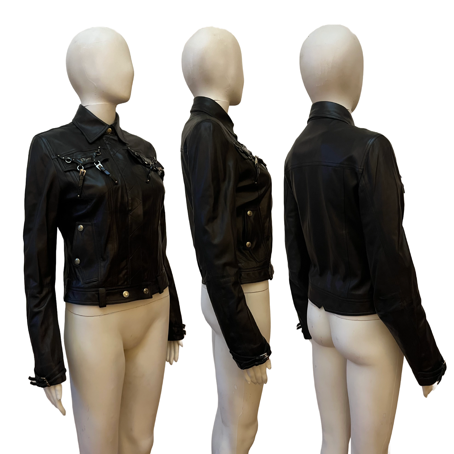 Christian Dior by John Galliano SS 2004 Black Bondage Leather Jacket