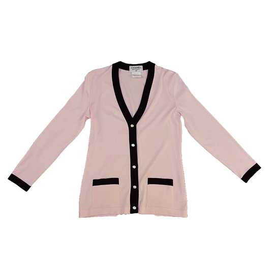 Chanel by Karl Lagerfeld SS 1997 Baby Pink Cardigan