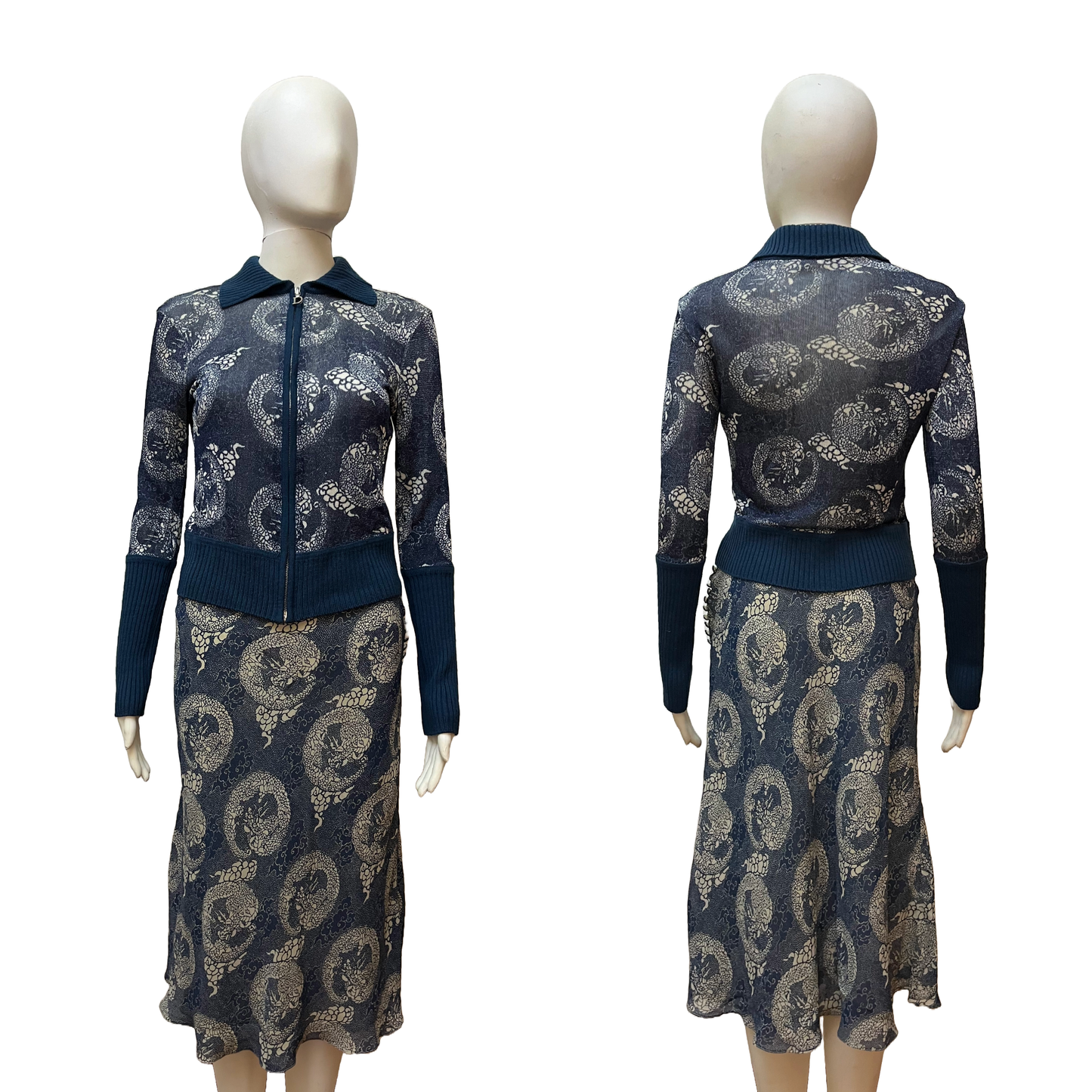 Christian Dior by John Galliano AW 2001 Dragon printed Cardigan & Skirt SET