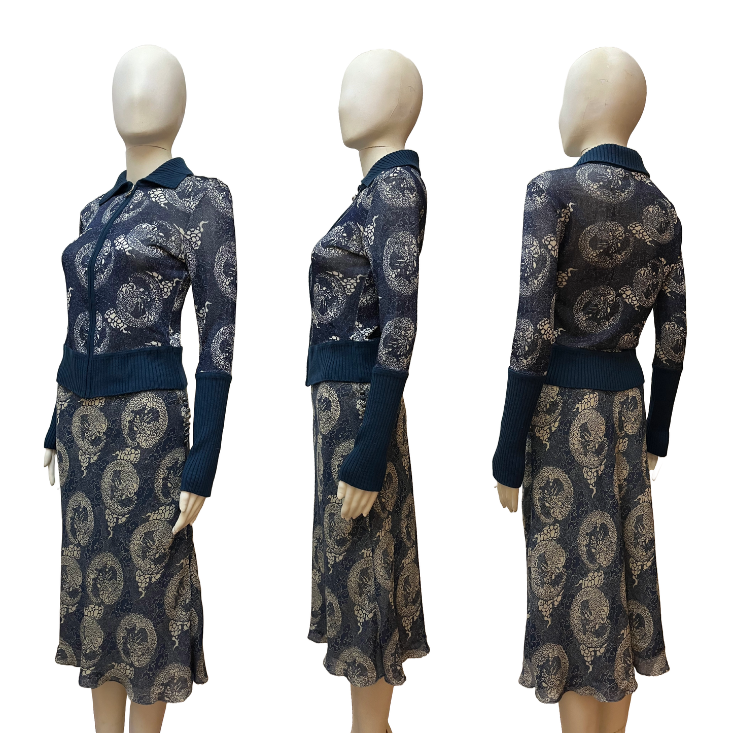 Christian Dior by John Galliano AW 2001 Dragon printed Cardigan & Skirt SET